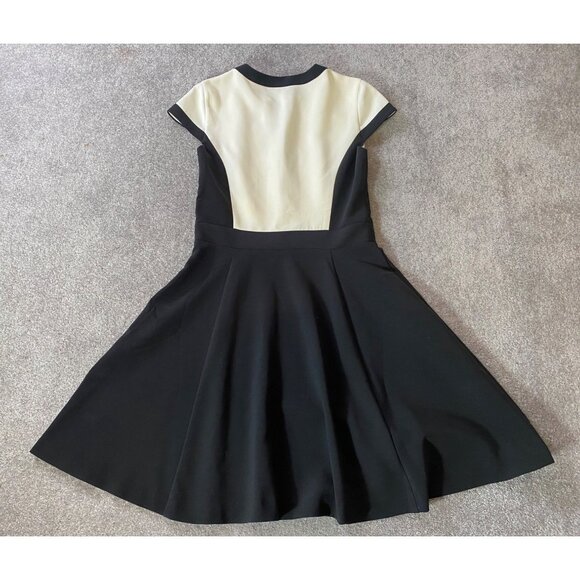 H&M Black & White A-Line Dress Short Sleeves V-Neck Size 6 - Picture 4 of 12